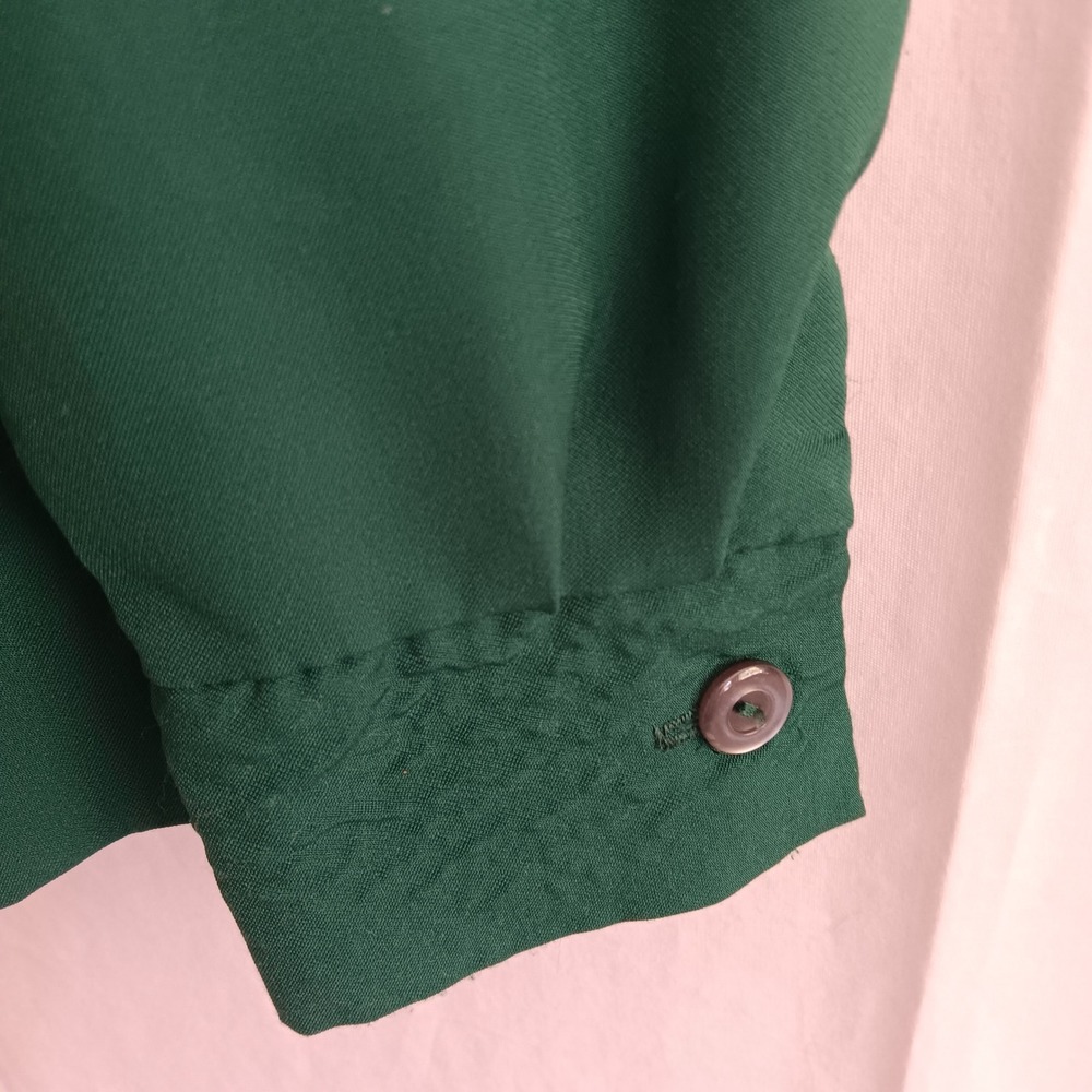 Careerlook Blouse Women Medium Green Excellent Vintage Tie Neck Button Up Top - Picture 5 of 9